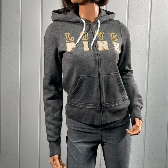 *PINK Victoria's Secret Women's Gray Zip Up Hoodie Jacket Sz S - Picture 12 of 13
